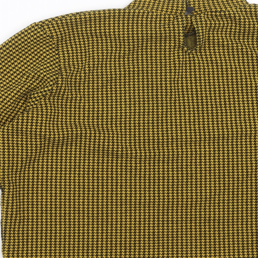Primark Womens Yellow Houndstooth Pullover Jumper Size XL