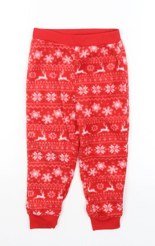Studio Girls Red Solid Capri Pyjama Pants Size 4-5 Years - Christmas