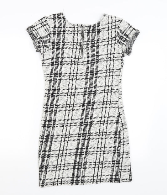 Select Womens White Plaid Pencil Dress Size 6