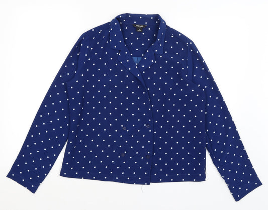 Monki Womens Blue Polka Dot Jacket Blazer Size S