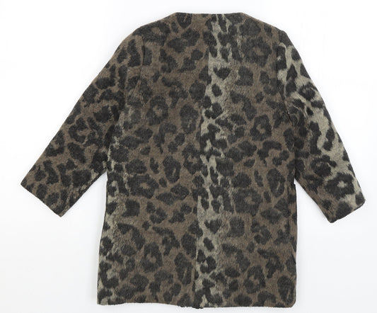 Matalan Girls Brown Animal Print Overcoat Coat Size 8 Years