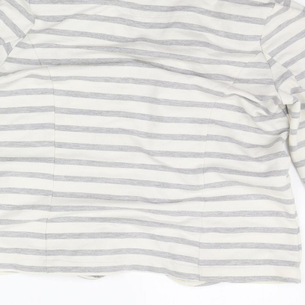 Atmosphere Womens White Striped Cardigan Jumper Size 10
