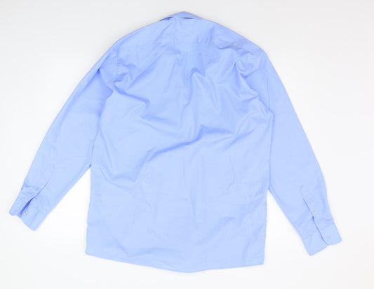 Mens UK Size 15.5 Banner Blue Button-Up Long Sleeve Casual Shirt