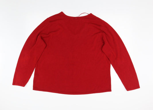 BM Colletion Womens Red Knit Pullover Jumper Size XL