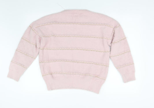 Ely Womens Pink Knit Pullover Jumper Size M