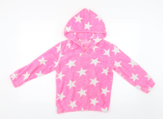 Love Sleep Girls Pink Geometric Fleece Top Pyjama Top Size 8 Years - Stars