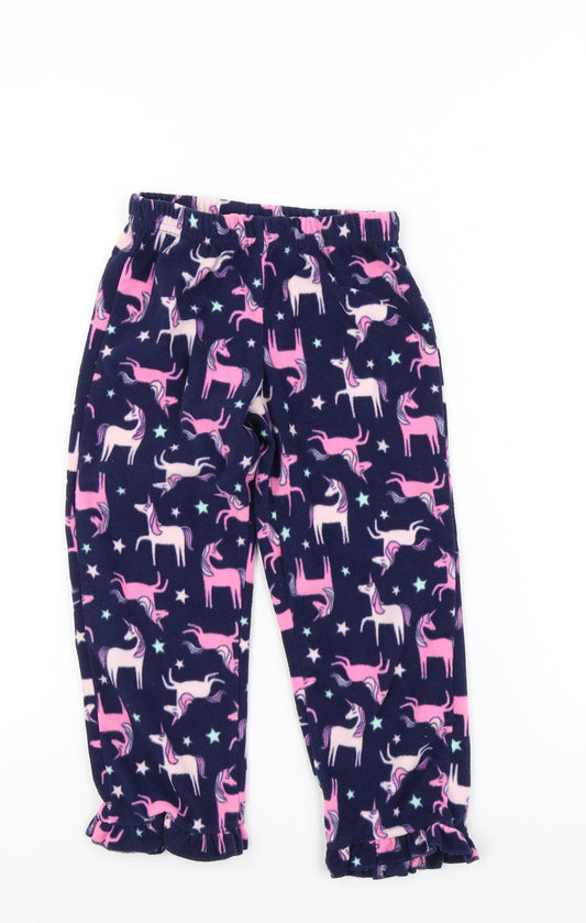 simple joys Girls Blue Solid Top Pyjama Pants Size 5 Years