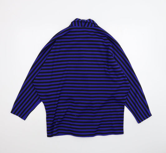 IMAGES Womens Blue Striped Cardigan Jumper Size 16