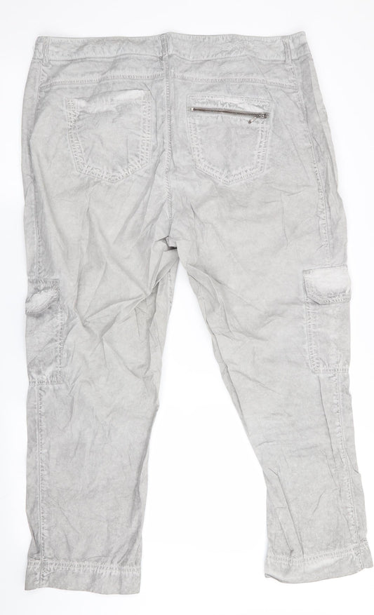 CRO Mens Grey Cargo Trousers Size 38 in L27 in - DISTRESSED