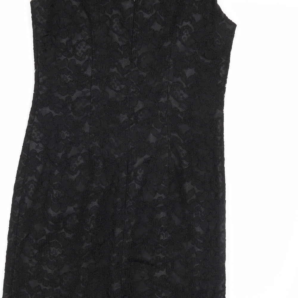 BHS Womens Black Floral A-Line Size 12