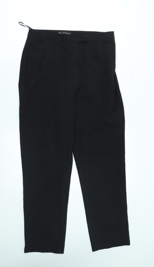 Additional front view of Miss Selfridge women’s black suit trousers, size UK 12, 27-inch leg