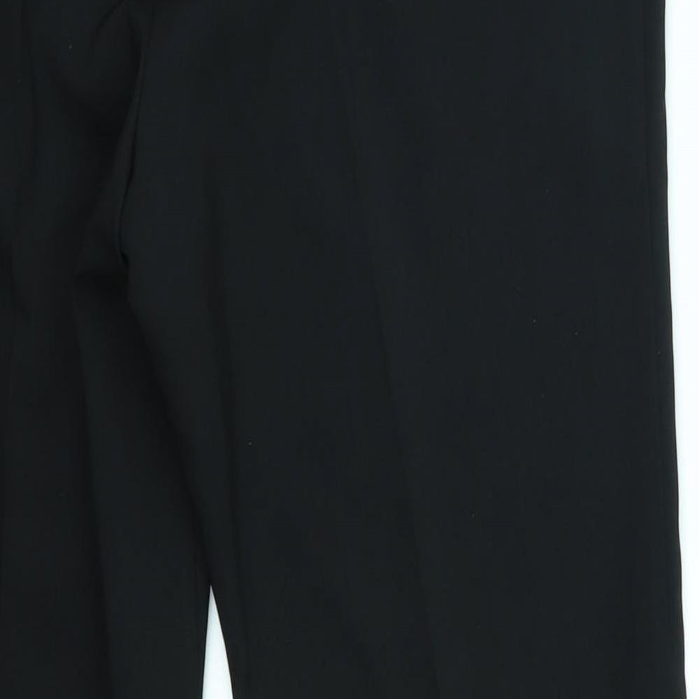Brand and care label for ASOS women’s black suit trousers, size UK 12, 27-inch leg
