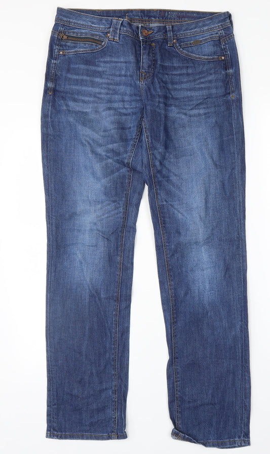 Additional front view of EDC women’s blue straight jeans, size UK 30, in, 30-inch leg