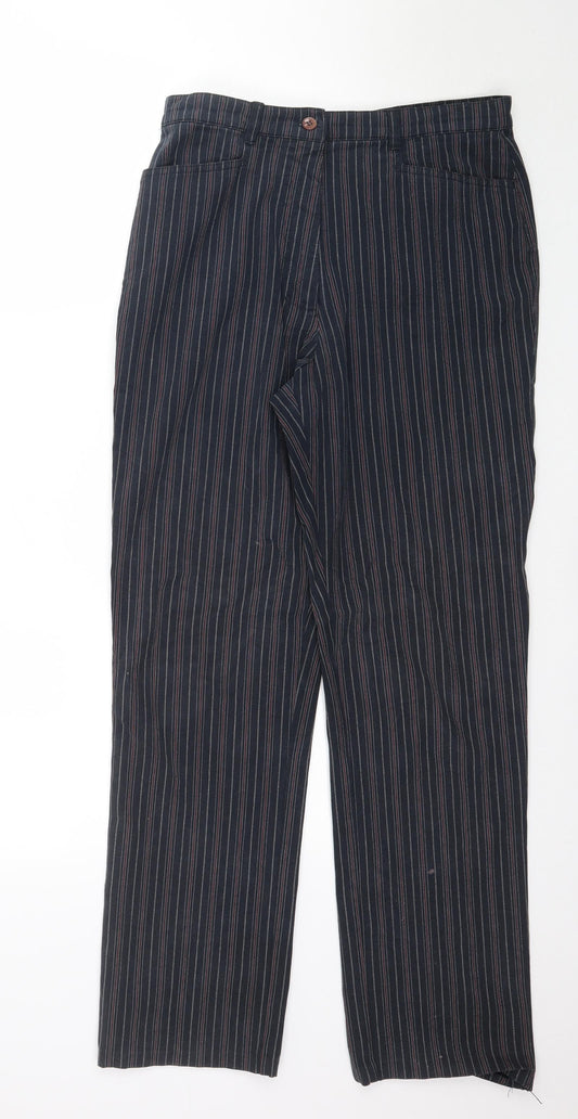 Bonita Womens Blue Striped Trousers Size 12 L30 in