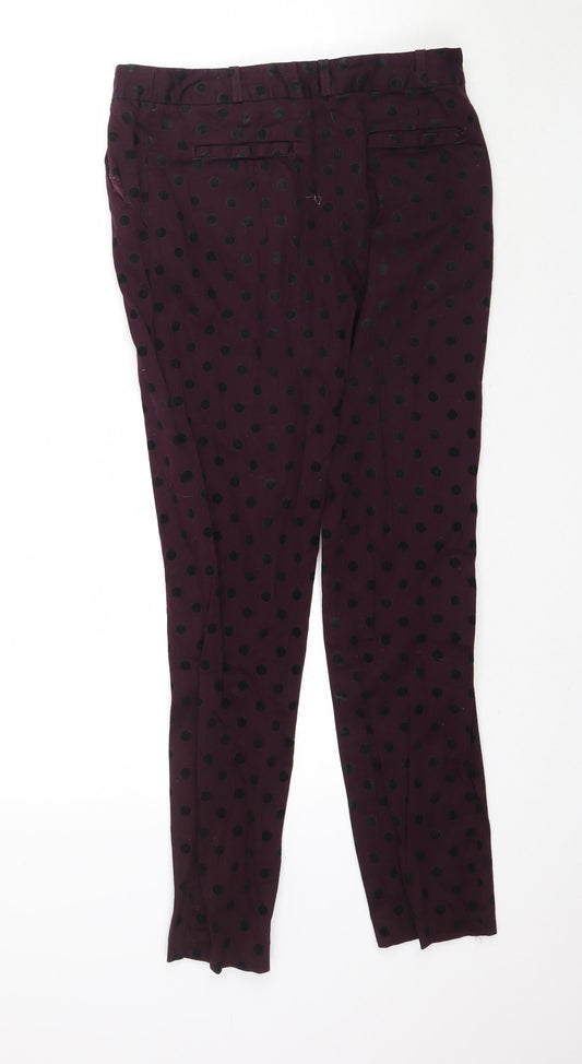Atmosphere Womens Purple Polka Dot Trousers Size 8 L27 in