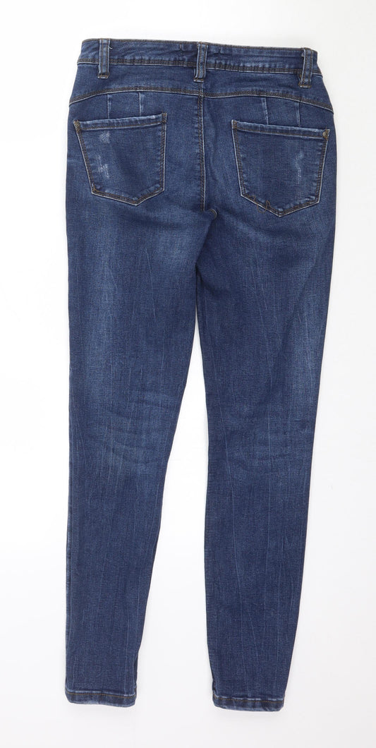 Back view of Denim & Co. women’s blue denim skinny jeans, size UK 12, 27-inch leg