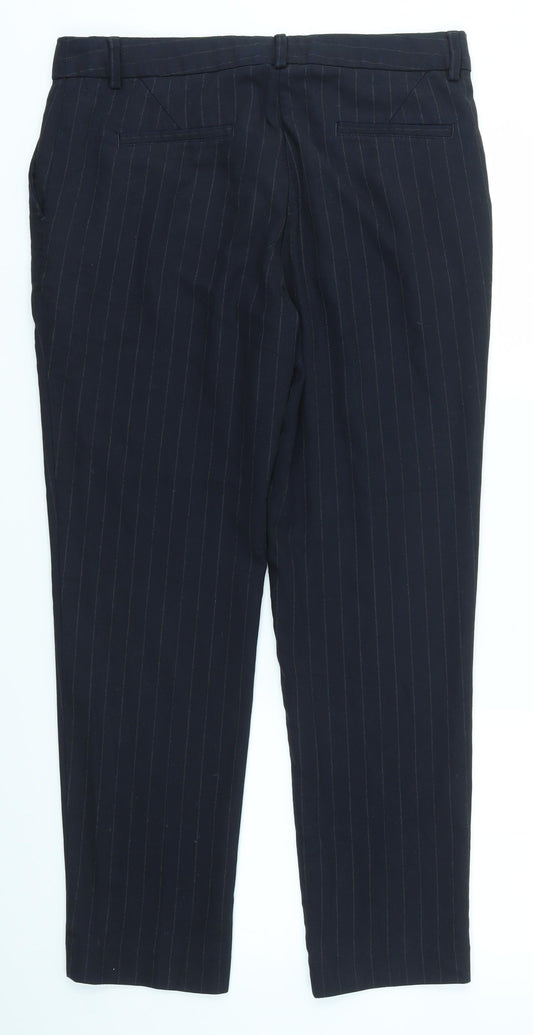 Next Tailoring Womens Black Striped Trousers Size 12 L25.5 in