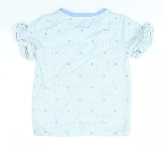 TU Girls Blue Striped Basic T-Shirt Size 7-8 Years - Flower