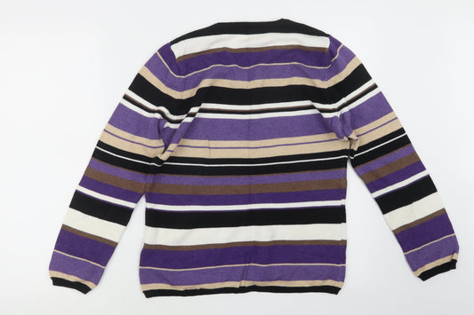 Gerry Weber Womens Purple Striped Knit Pullover Jumper Size 14
