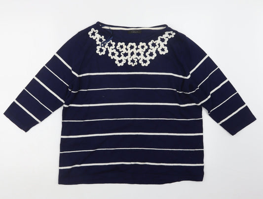 Bonmarché Womens Blue Striped Pullover Jumper Size L