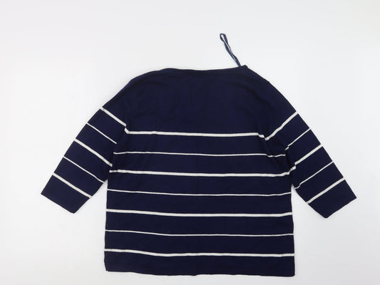 BM Womens Blue Striped Pullover Jumper Size L