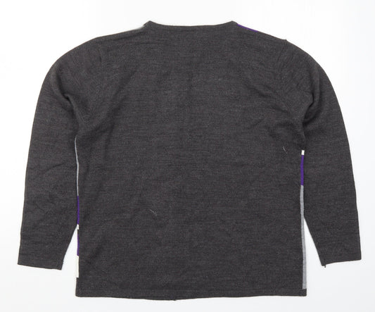 Autonomy Womens Purple Geometric Knit Pullover Jumper Size M