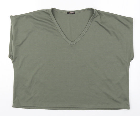 Womens UK Size L Misspap Green Basic T-Shirt