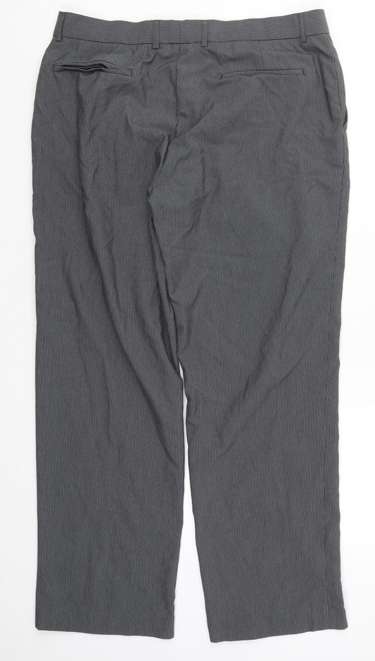 Burton Mens Grey Striped Trousers Size 38 L30 in