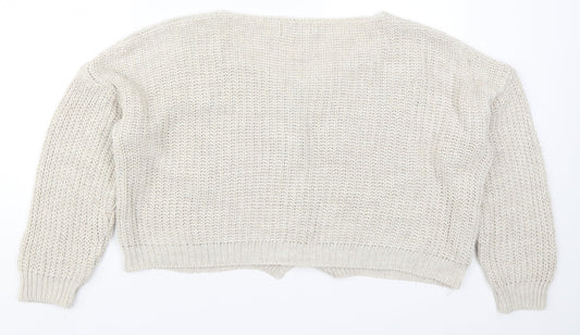 The Fashion Bible Womens Beige Knit Cardigan Jumper One Size