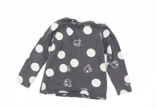 Asda George Girls Grey Polka Dot Basic T-Shirt Size 2-3 Years - peppa pig