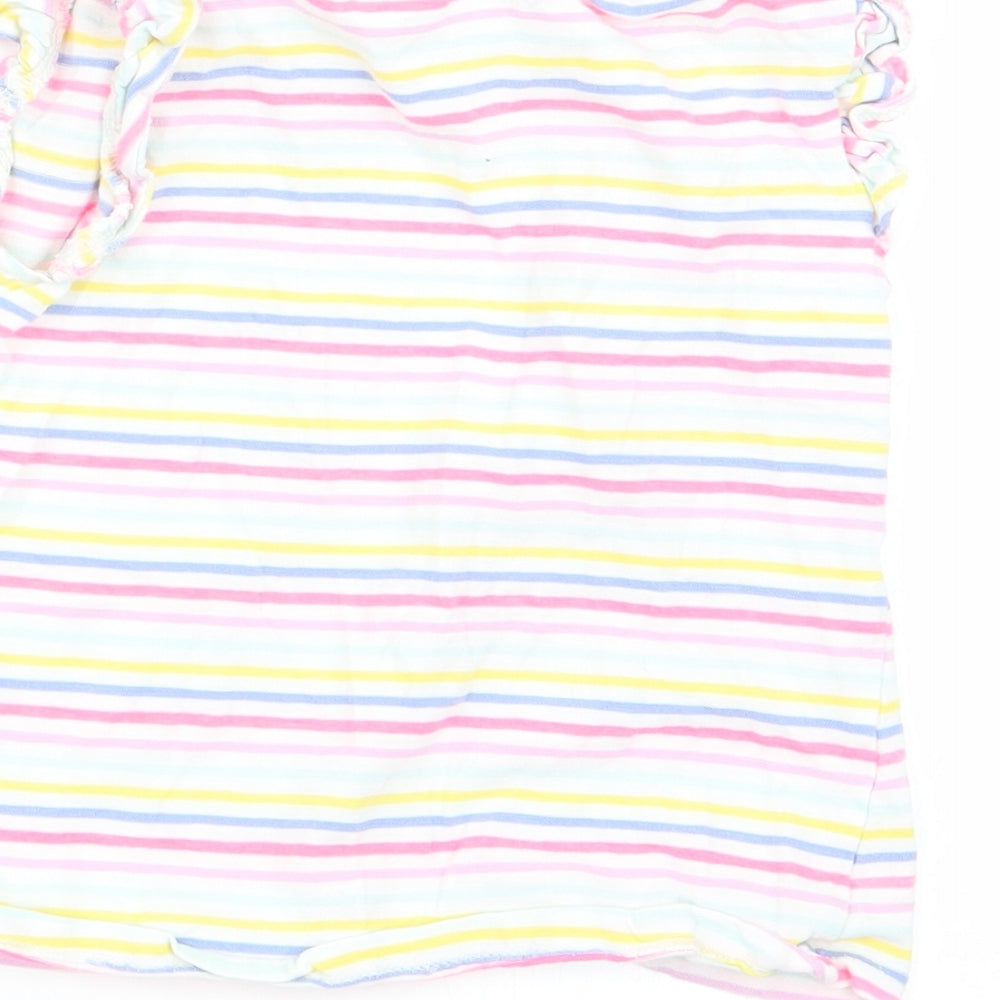 Brand and care label for Tu girls’ multicoloured striped basic tank, size 2-3, years