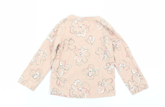 Nutmeg Girls Beige Floral Basic T-Shirt Size 3-4 Years