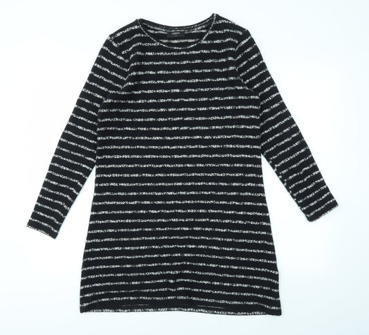 Additional front view of Papaya women’s black striped fit & flare, size S