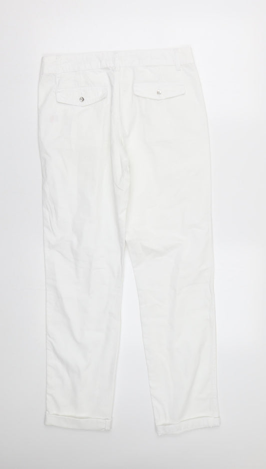 F&F Womens White Denim Straight Jeans Size 10 L29 in