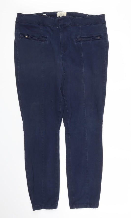 Womens UK Size 12 LOFT Regular Fit Carrot Blue Trousers
