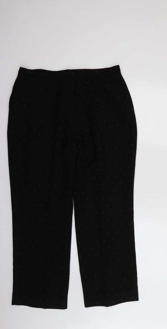 whimsy Womens Black Geometric Trousers Size 16 L26 in
