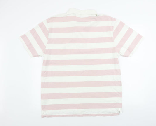 Hawkhead Mens White Striped Polo Size L