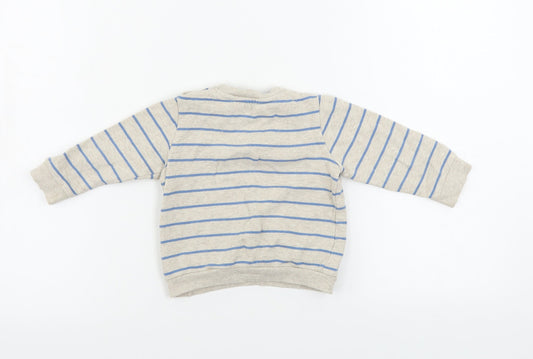 F&F Boys Beige Striped Pullover Jumper Size 9-12 Months