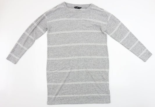 Additional front view of Atmosphere women’s grey striped a-line, size UK 14