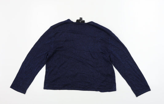 Ronni Nicole Womens Blue Cardigan Jumper Size M