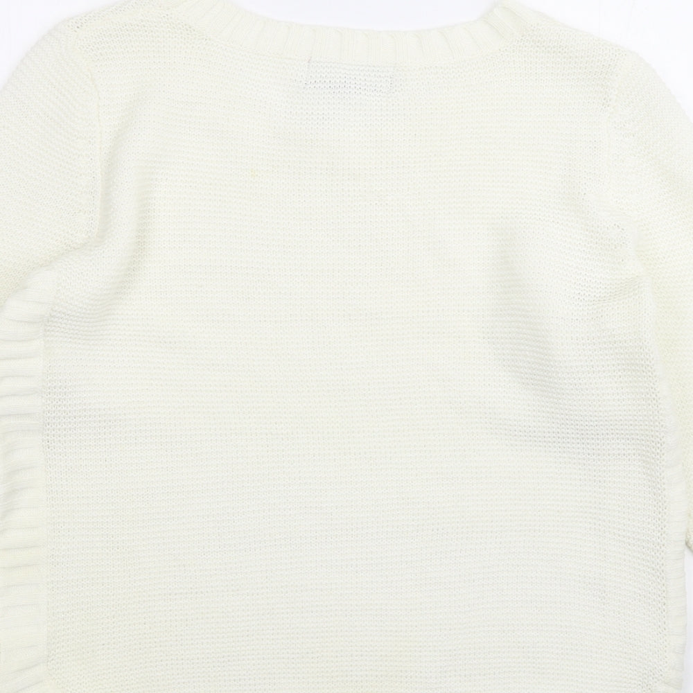 Womens UK Size XS Preworn White Pullover Jumper