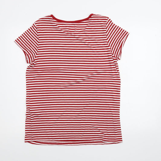 George Womens White Striped Basic T-Shirt Size M