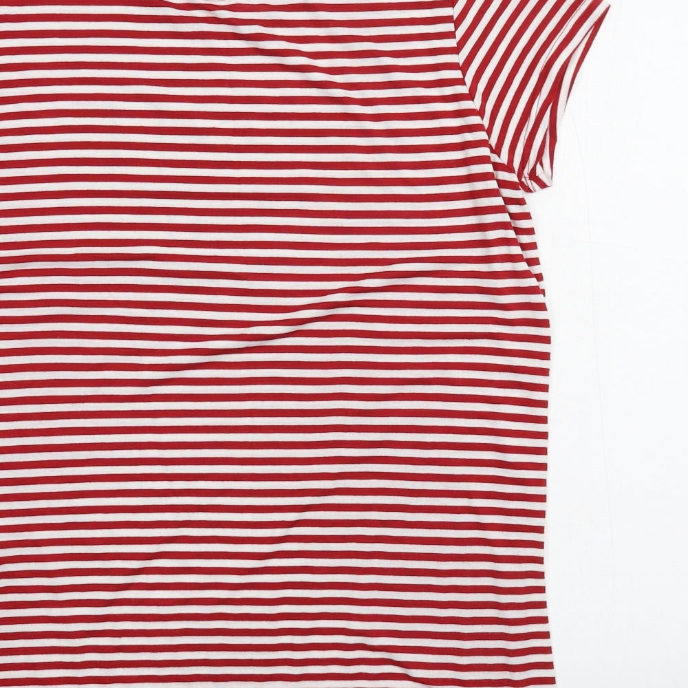 George Womens White Striped Basic T-Shirt Size M