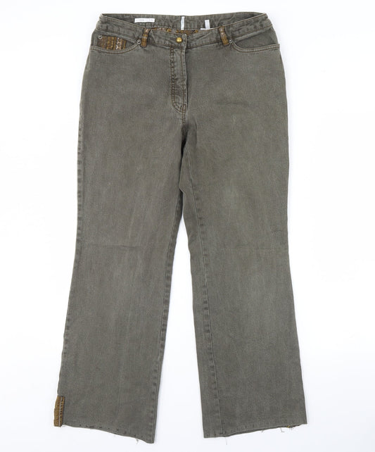 Frank Eden Womens Green Bootcut Jeans Size 34 in L29 in