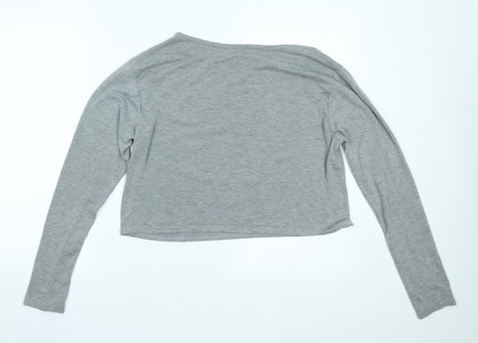 PRETTYLITTLETHING Womens Grey Cropped T-Shirt Size M