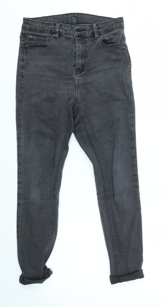 Additional front view of ASOS women’s grey skinny jeans, size UK 28, in, 30-inch leg