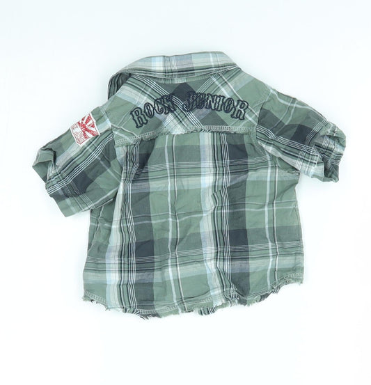 M&S Baby Green Plaid Button-Up Size 9-12 Months