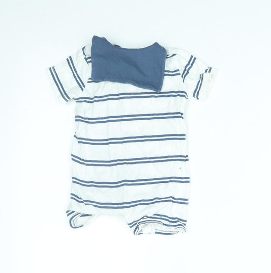 F&F Baby White Striped Babygrow One-Piece Size 6-9 Months - small cape