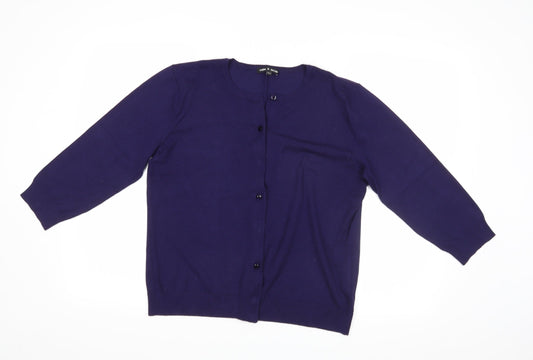 Womens UK Size L Cable & Gauge Blue Cardigan Jumper