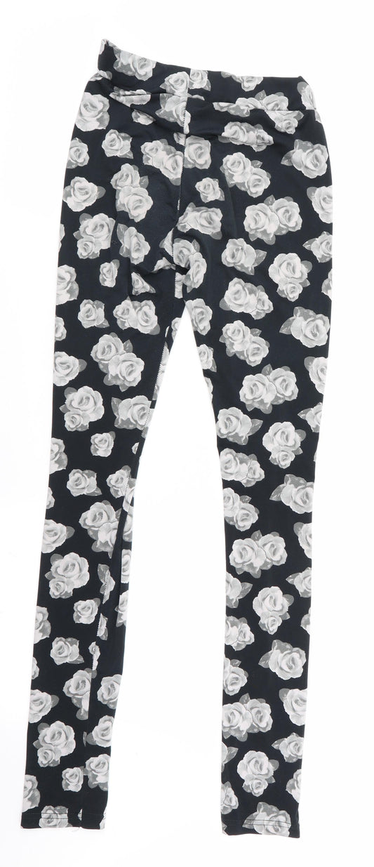 Divided Womens Black Floral Jegging Leggings Size XS L29 in